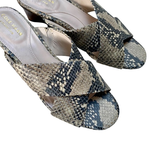 Cole Haan Adley Snake Print Leather Comfort Wedge Sandals Size 7B - Picture 4 of 14